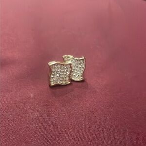 Gold and Silver Geometric Earrings with Sparkling Stones